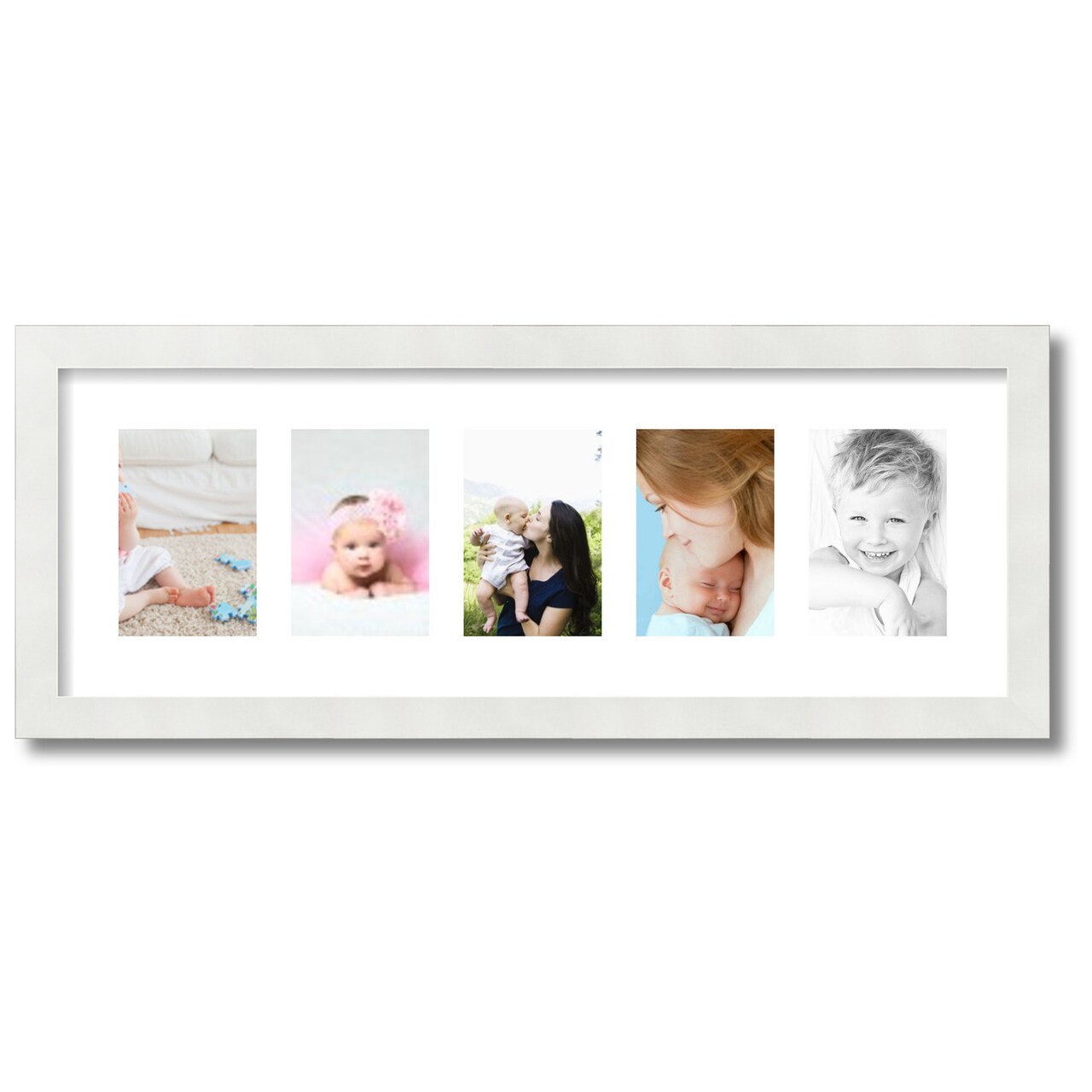 ArtToFrames Collage Photo Picture Frame with 5 - 4x6 inch Openings, Framed in White with Over 62 Mat Color Options and Plexi Glass (CSM-3966-153)